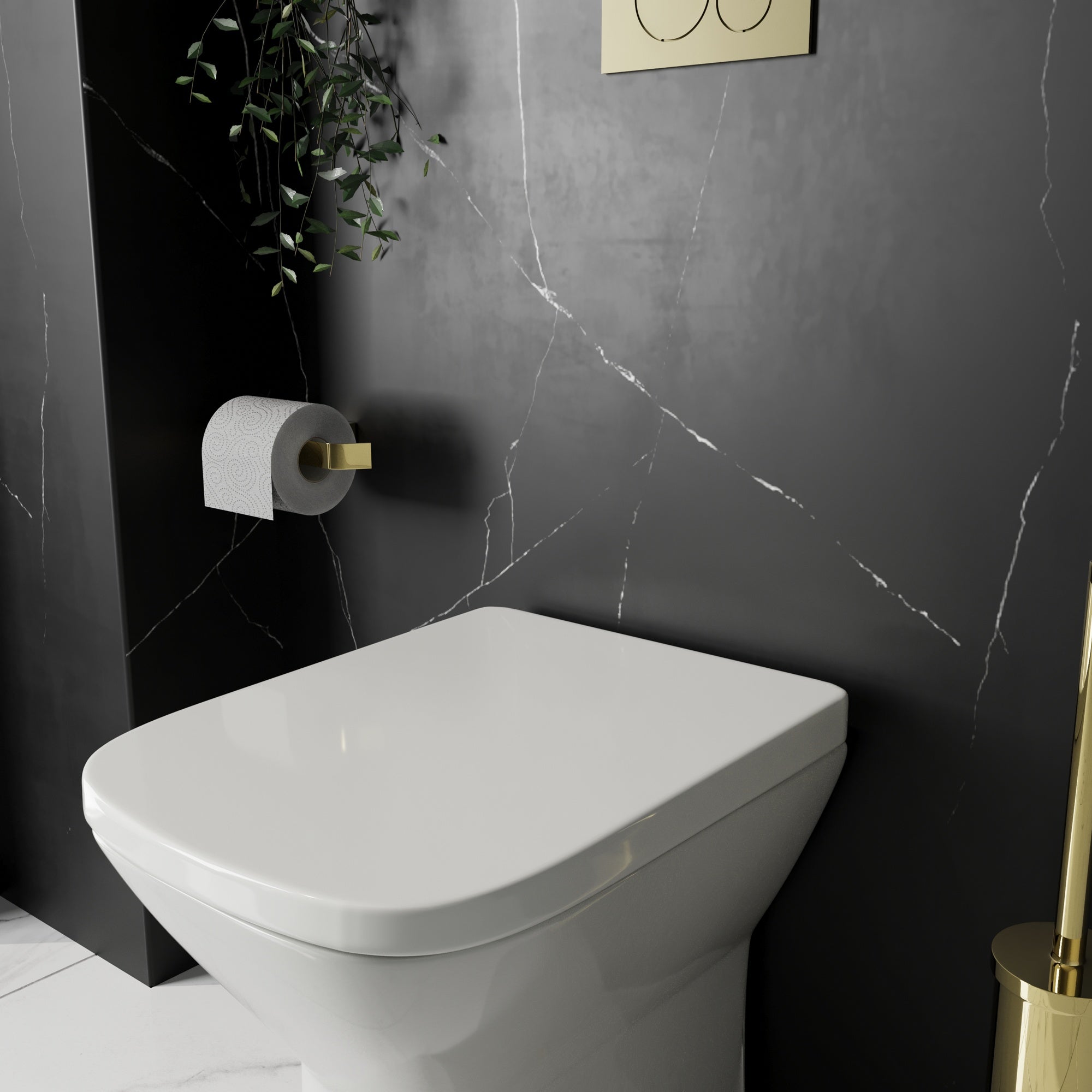 RAK Series 600 Genuine Square Toilet Seat - Soft Close & Quick Release, Top Fix, Gloss White Thermoplastic