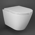 RAK Resort D-Shape Rimless Wall Hung Toilet Pan with Soft Close Quick Release Slimline Seat - White Ceramic