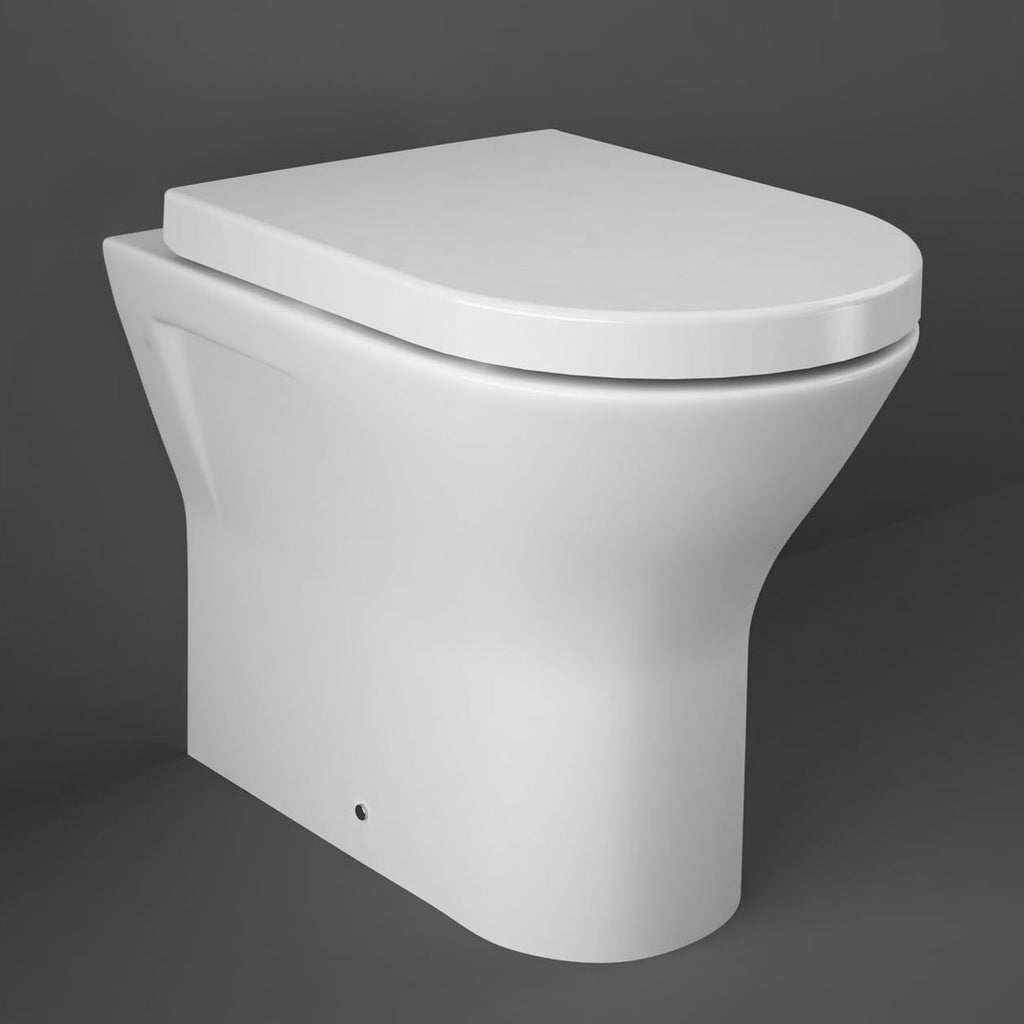 RAK Resort D-Shape Back to Wall WC Toilet Pan with Soft Close & Quick Release Seat, Alpine White
