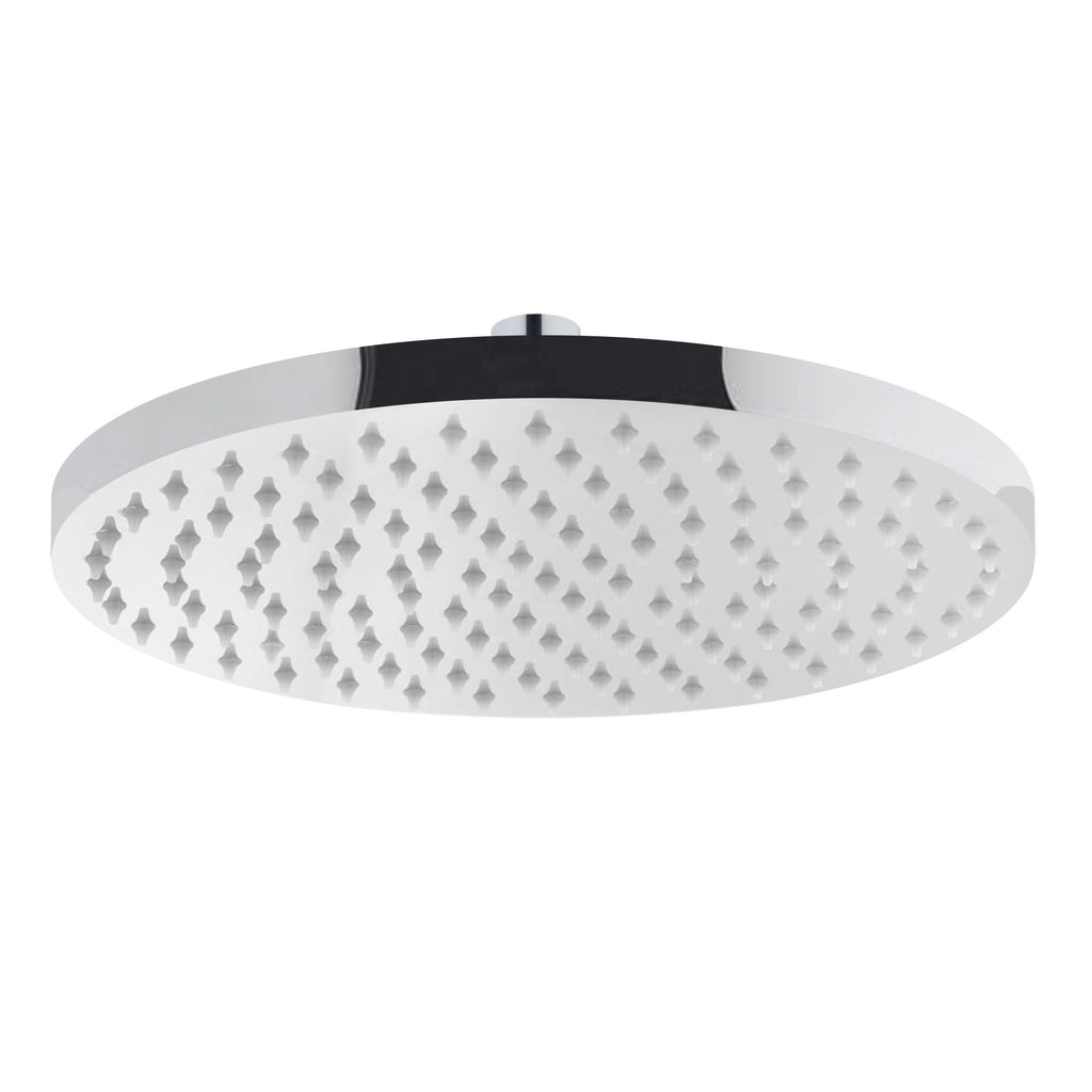 Heavy-Duty Large Round Chrome Brass Easy Clean Fixed Swivel Shower Head with Elbow - 250mm