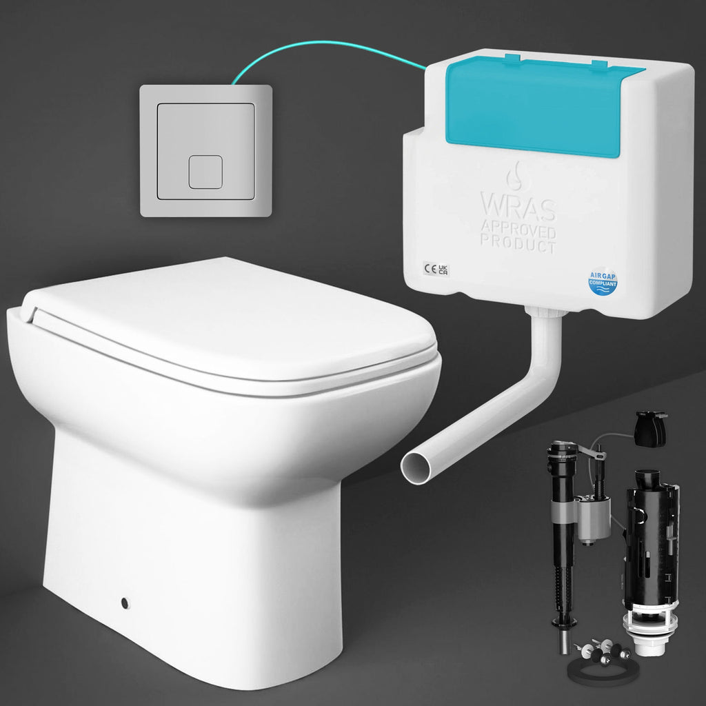 RAK Origin Square Back to Wall Toilet Set with Soft Close Seat & Dual Flush Concealed Cistern - Modern White Ceramic
