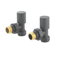Premium Angled Manual Radiator Valve Set in Matt Anthracite Grey - 15mm x 1/2" BSP