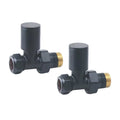 FNX Bathrooms Round Straight Manual Radiator Valve Set - 15mm x 1/2" - Light Grey Matt Finish