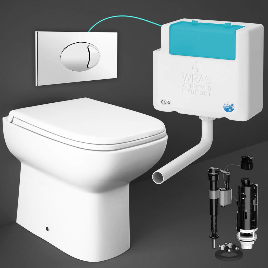 RAK Origin Square Back-to-Wall Toilet & Concealed Cistern with Soft-Close Seat & Chrome Flush