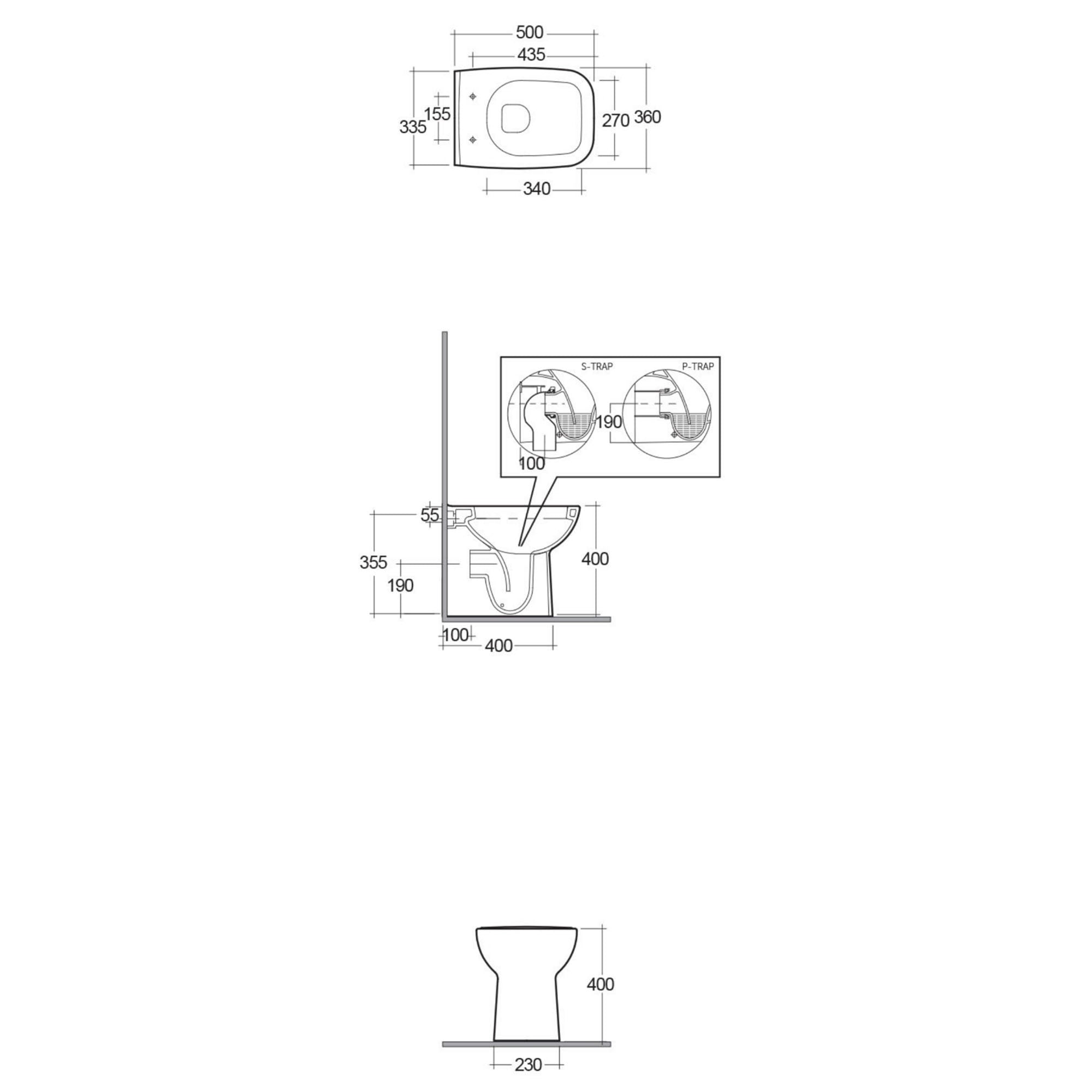 RAK Origin Square Back-to-Wall Toilet & Concealed Cistern with Soft-Close Seat & Chrome Flush