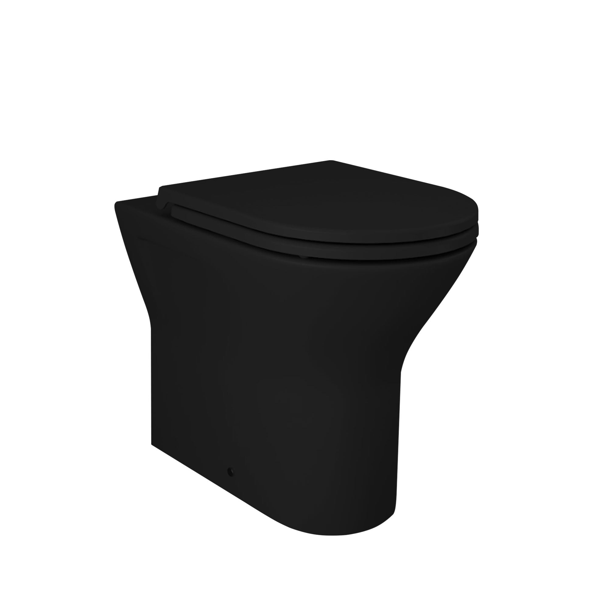 RAK Feeling Matt Black Rimless Back to Wall Toilet with Soft-Close Seat & Concealed Cistern, Square Black Flush Plate