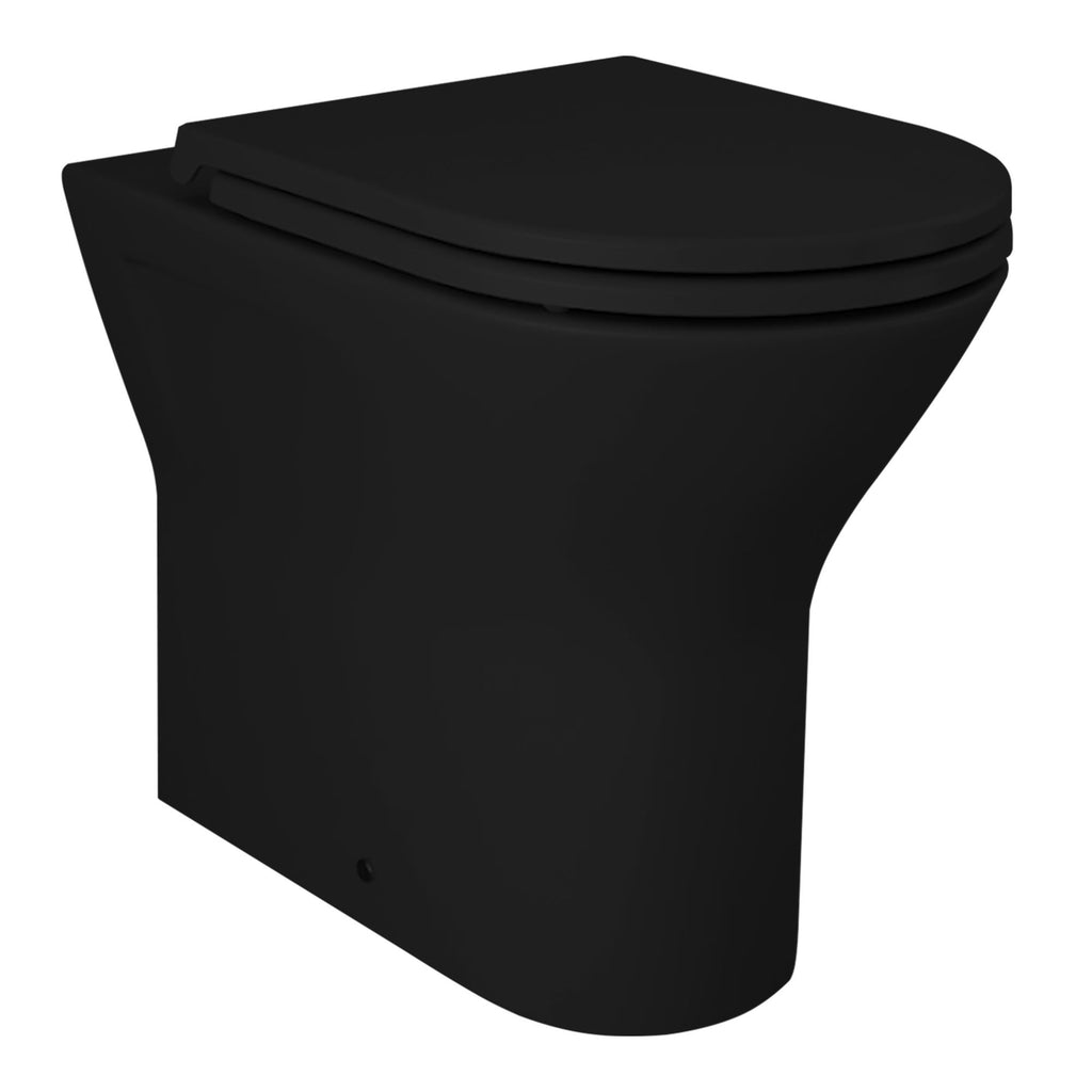 RAK Feeling Matt Black Rimless Back to Wall Toilet Pan with Soft Close Seat