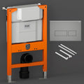 RAK Eco-Fix 0.82m Low Height Concealed Cistern Frame & Matt Grey Dual Flush Plate for Wall Hung WCs - WRAS Approved
