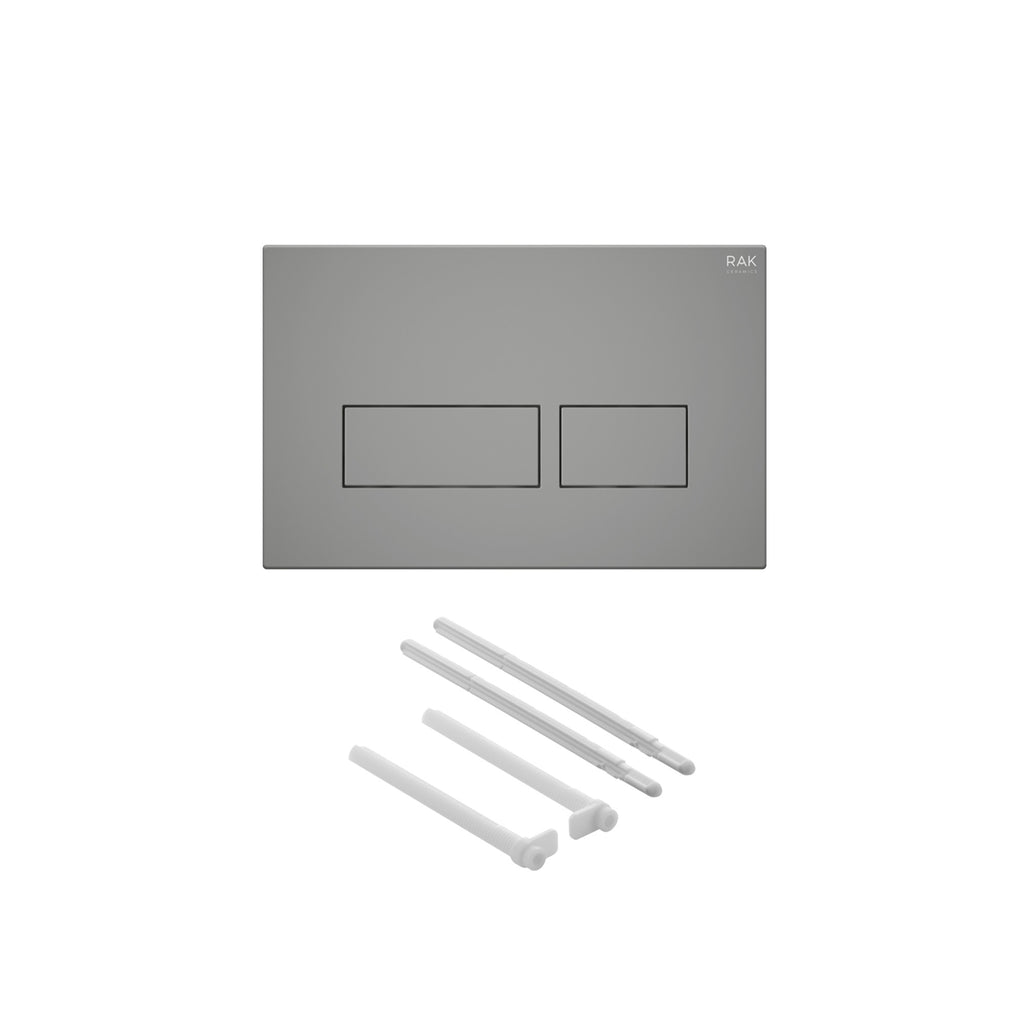 RAK Eco-Fix 0.82m Low Height Concealed Cistern Frame & Matt Grey Dual Flush Plate for Wall Hung WCs - WRAS Approved