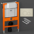 RAK Eco-Fix 0.82M Space-Saving Concealed Cistern Frame for Wall-Hung WCs with Stylish Greige Dual Flush Plate - WRAS Approved
