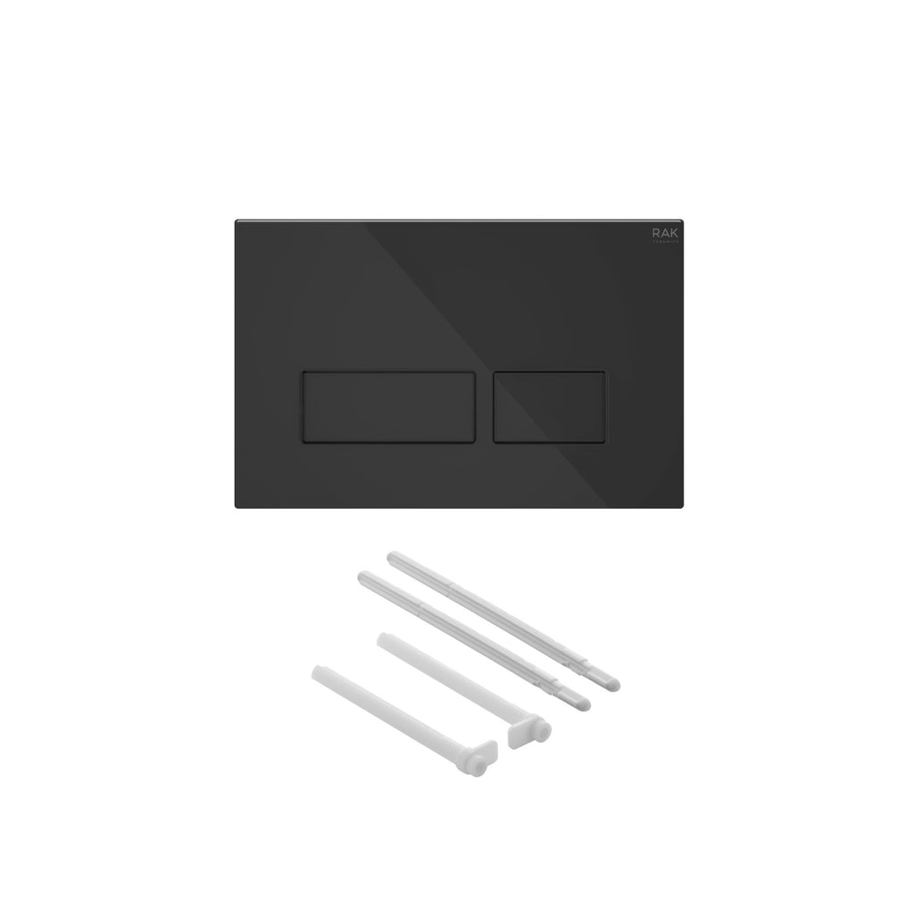 RAK Eco-Fix 0.82M Low-Height Concealed Cistern Frame for Wall-Hung WCs with Black Glass Dual Flush Plate - WRAS Approved