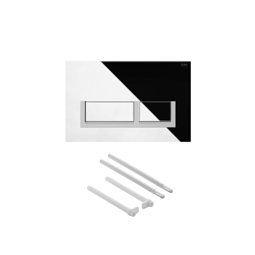 RAK Eco-Fix 0.82M Low Height Concealed Cistern Frame with Gloss Chrome Dual Flush Plate for Wall Hung WC - WRAS Approved