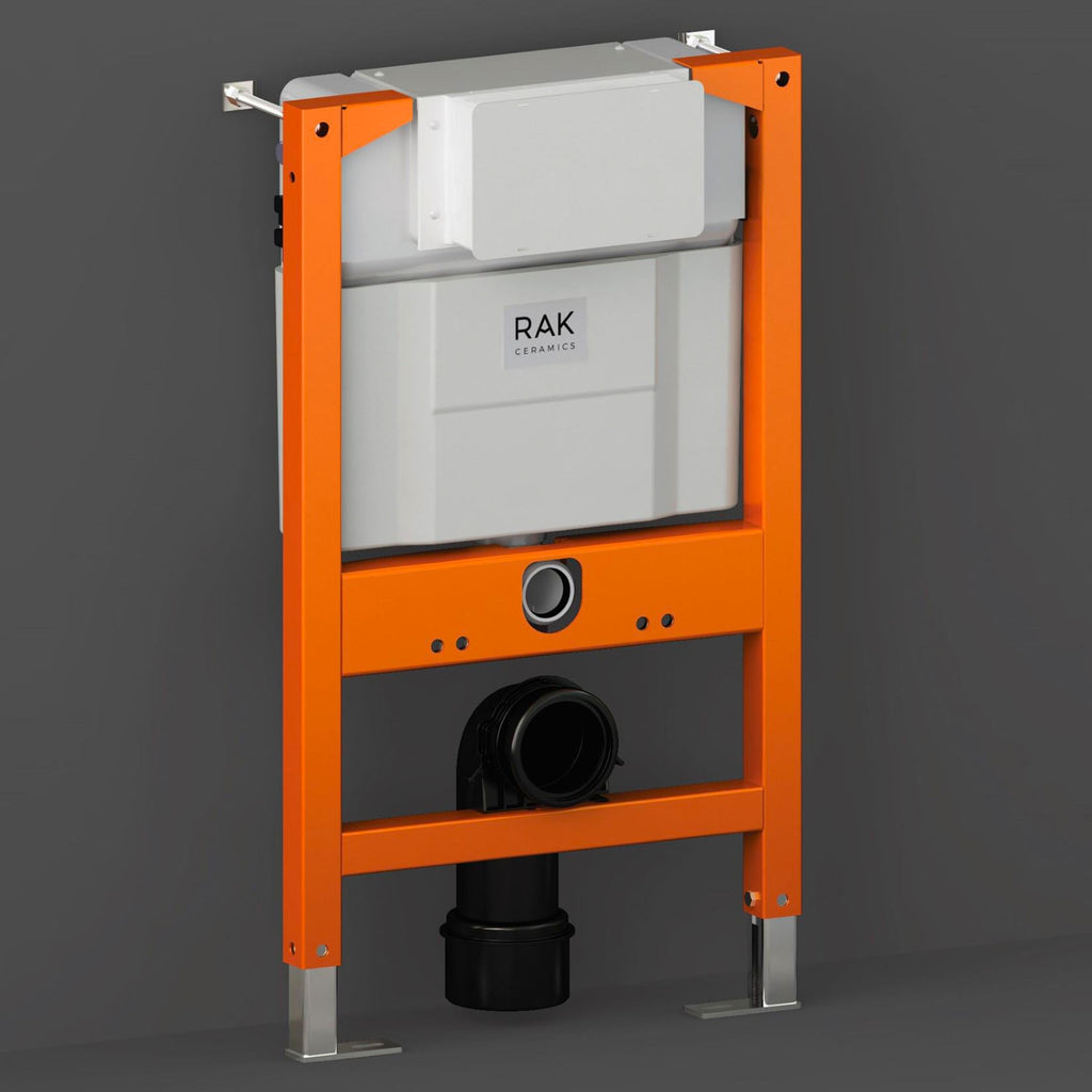 RAK Eco-Fix 0.82M Low-Height Concealed Cistern Frame, Matt Chrome Dual Flush Plate & Gloss Trim, Wall-Hung WCs, WRAS Approved