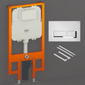 RAK Eco-Fix 80mm Slimline Concealed Cistern Frame for Wall-Hung Toilets & White Gloss Chrome Dual Flush Plate - WRAS