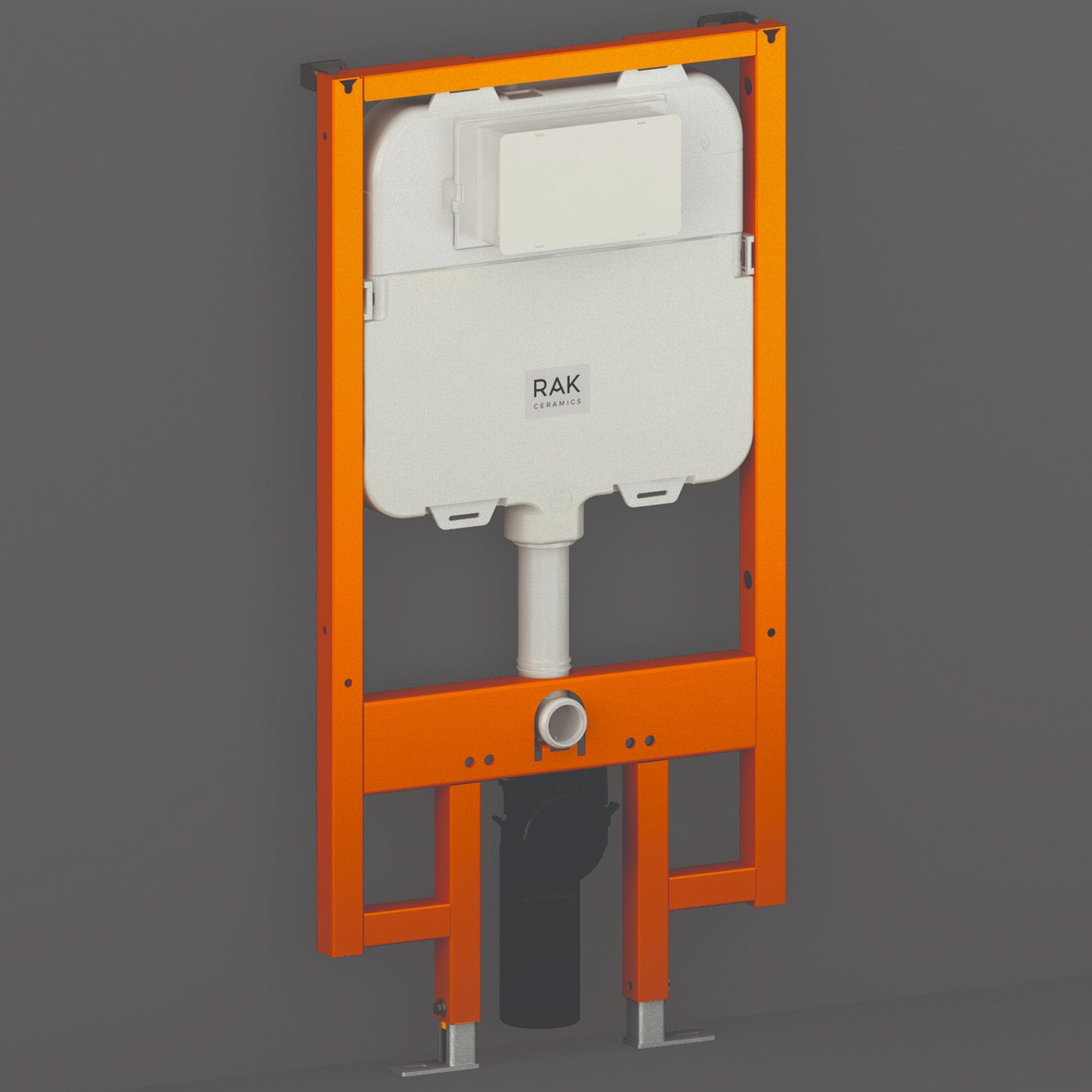 RAK Eco-Fix Compact Slimline 1140mm Concealed Cistern Frame for Wall-Hung WC & Gloss Chrome Round Dual Flush Plate, WRAS