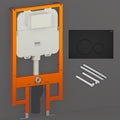 RAK Eco-Fix Slimline Concealed Cistern Frame for Wall Hung WC, Matt Black Dual Flush Plate, WRAS & UKCA Approved