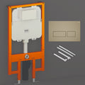 RAK Eco-Fix Slimline 80mm Concealed Cistern Frame for Wall Hung WC - Matt Cappuccino Dual Flush Plate, WRAS Approved