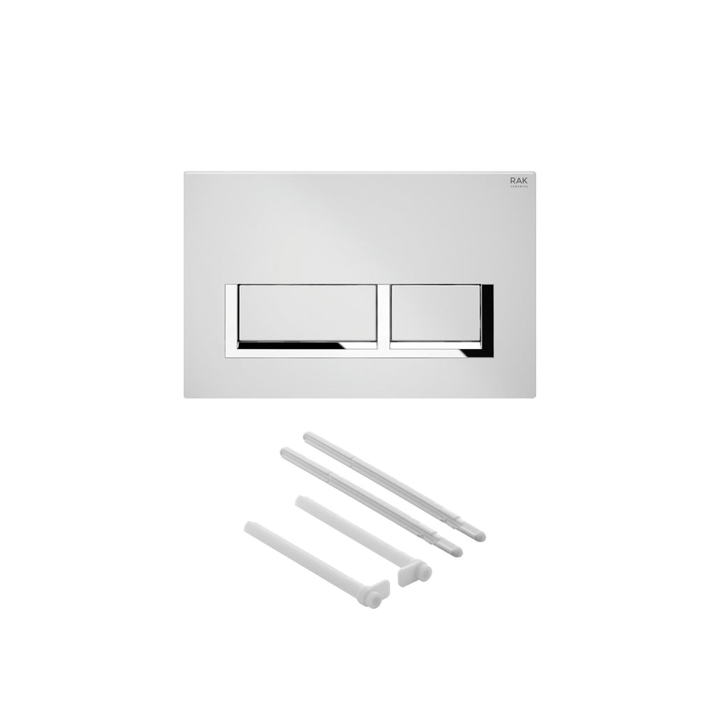 RAK Eco-Fix 1.14M Concealed Cistern Frame with White Gloss Chrome Dual Flush Plate for Wall Hung WC Pans - WRAS Approved