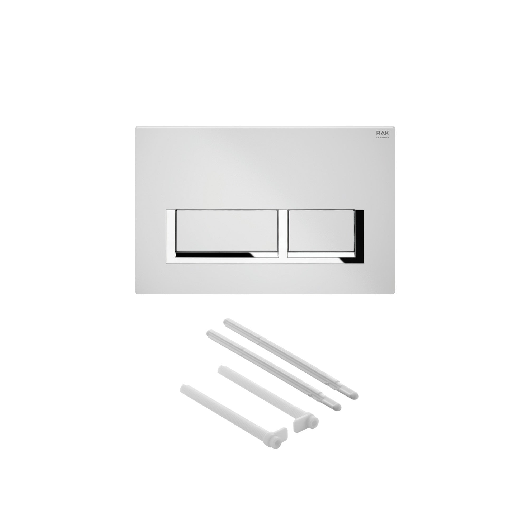 RAK Eco-Fix 1.14M Concealed Cistern Frame with White Gloss Chrome Dual Flush Plate for Wall Hung WC Pans - WRAS Approved
