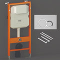 RAK Eco-Fix 1.14m Concealed Cistern Frame & White Dual Flush Plate for Wall Hung WC - WRAS Approved