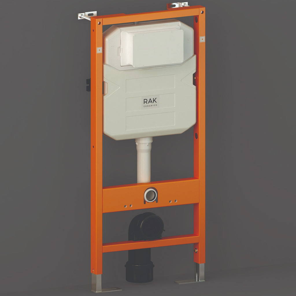 RAK Eco-Fix 1.14m Concealed WC Cistern Frame Set with Gloss Chrome Dual Flush Plate - WRAS Approved