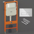 RAK Eco-Fix 1.14M Concealed Cistern Frame with White Glass Dual Flush Plate for Wall-Hung WCs - UKCA & WRAS Approved