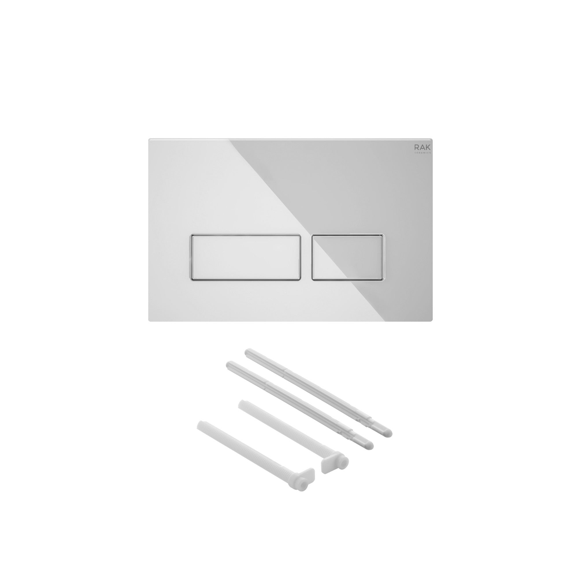 RAK Eco-Fix 1.14M Concealed Cistern Frame with White Glass Dual Flush Plate for Wall-Hung WCs - UKCA & WRAS Approved