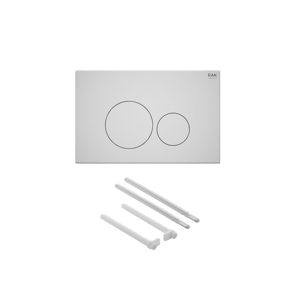 RAK Eco-Fix 1.14m Concealed WC Cistern Frame with Matt White Round Dual Flush Plate - Water-Saving & WRAS Approved