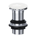Premium Chrome Basin Clicker Waste with White Porcelain Mushroom Head - Unslotted