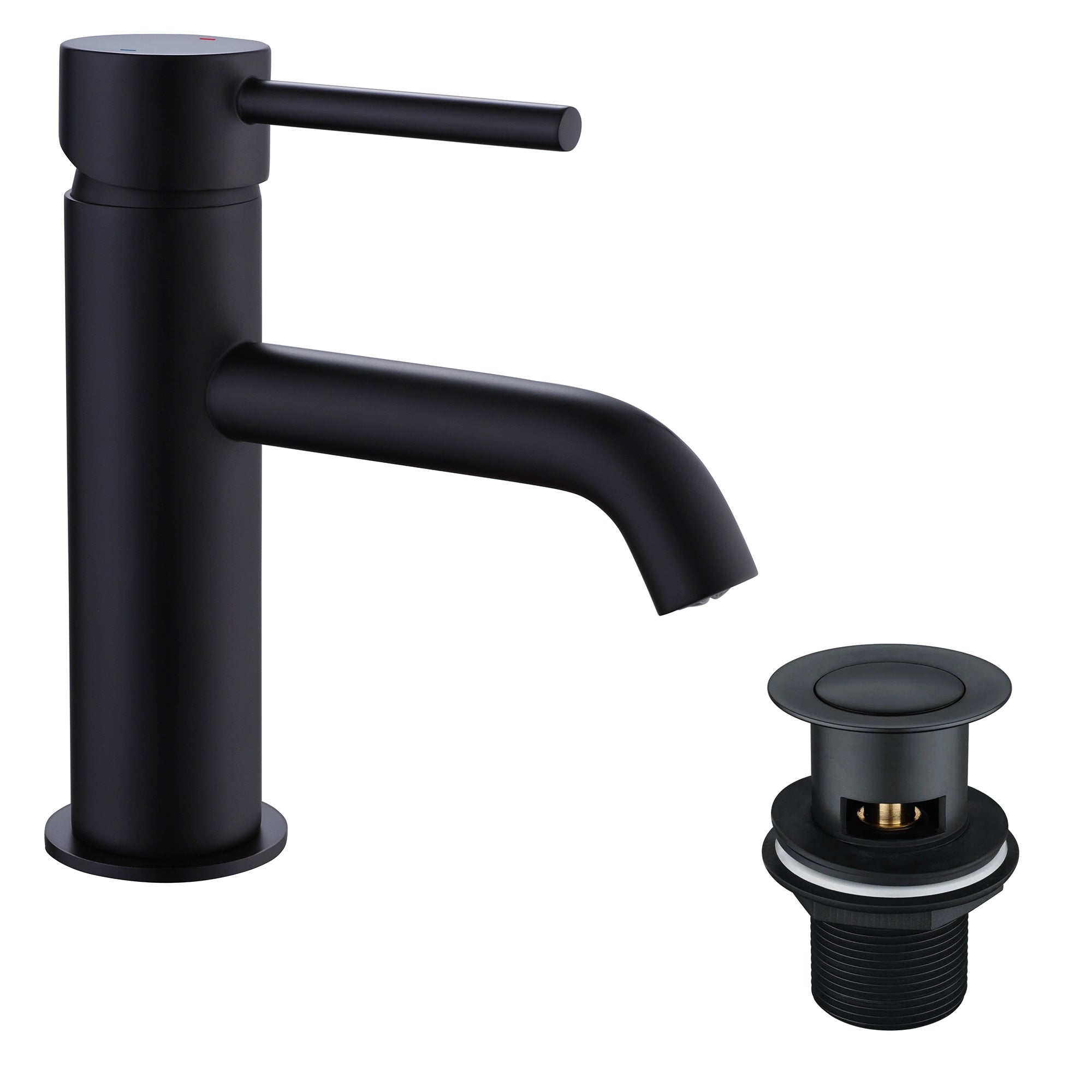Matt Black Round Thermostatic Overhead Shower Kit with Matching Basin Tap, Bath Filler & Pop-Up Waste Set