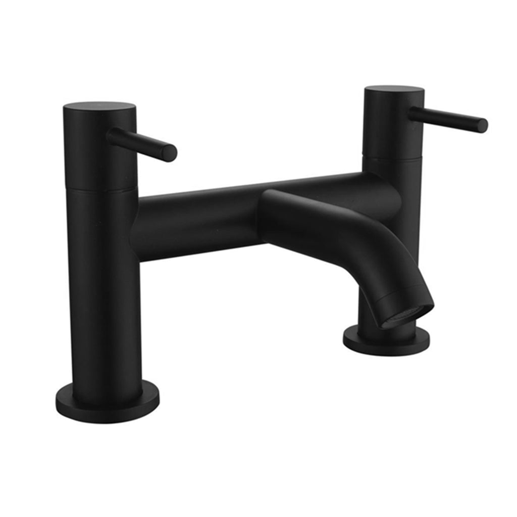 Matt Black Round Thermostatic Overhead Shower Kit with Matching Basin Tap, Bath Filler & Pop-Up Waste Set