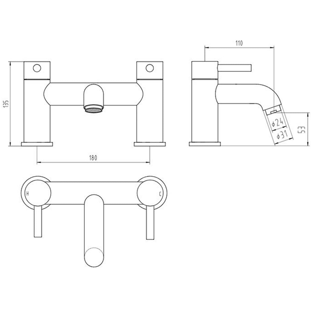 Matt Black Round Thermostatic Overhead Shower Kit with Matching Basin Tap, Bath Filler & Pop-Up Waste Set
