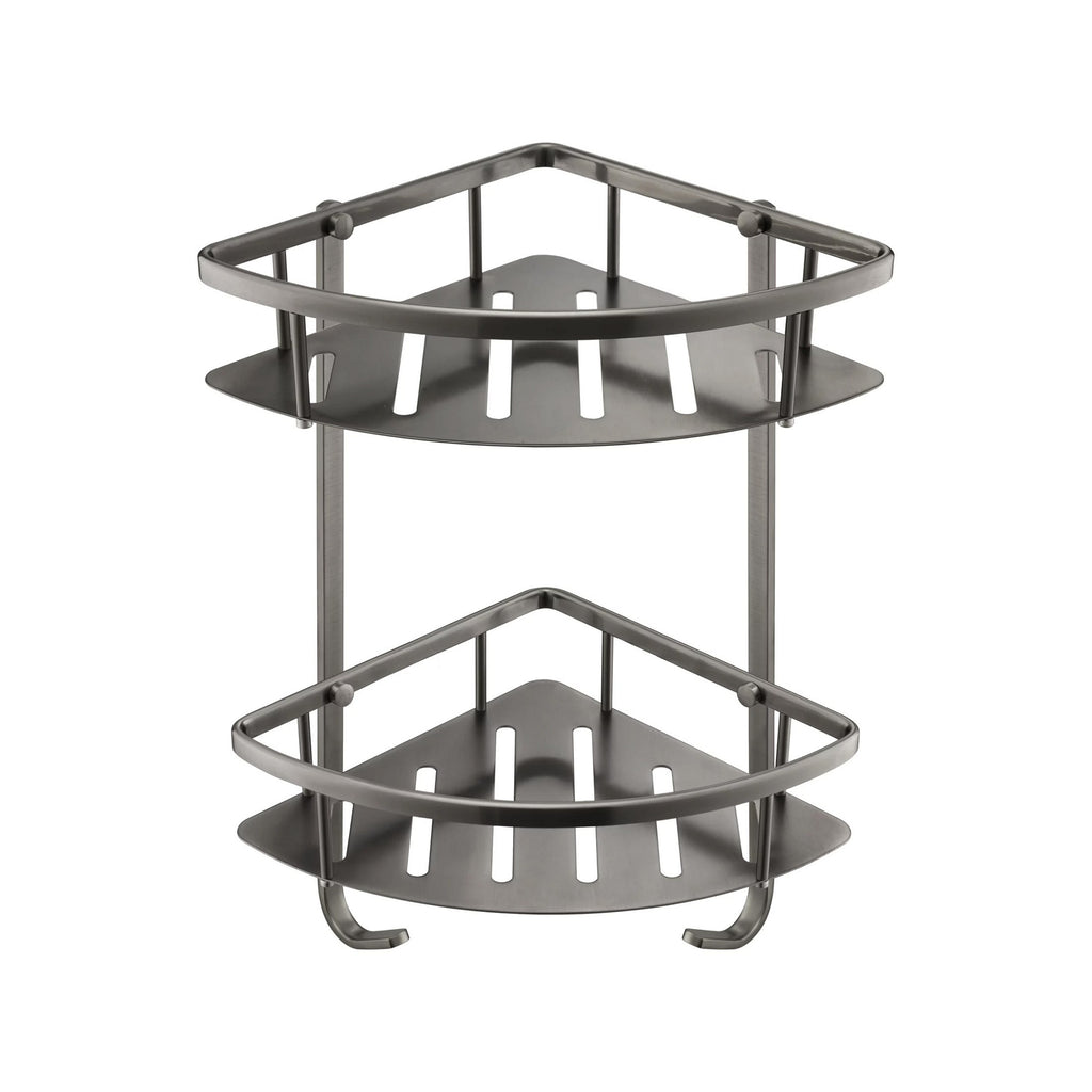 Brushed Black Double Shower Corner Caddy Basket