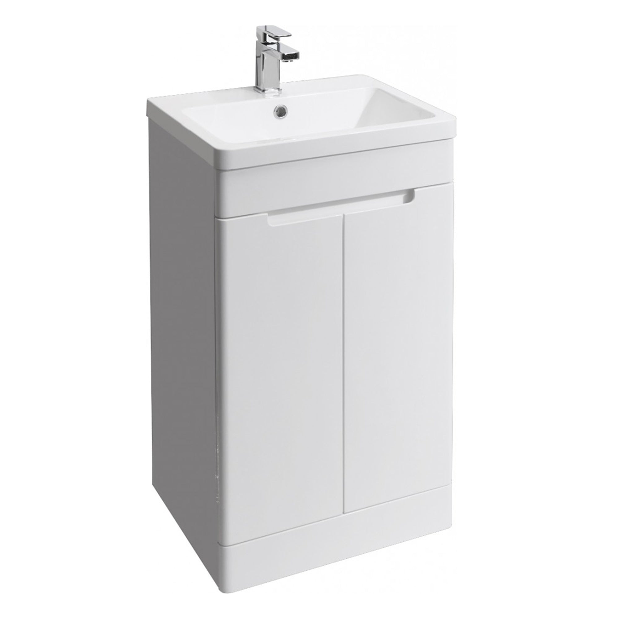 Selkirk 500mm Gloss White Freestanding Vanity Unit with Basin & 2 Doors - Modern Bathroom Cabinet