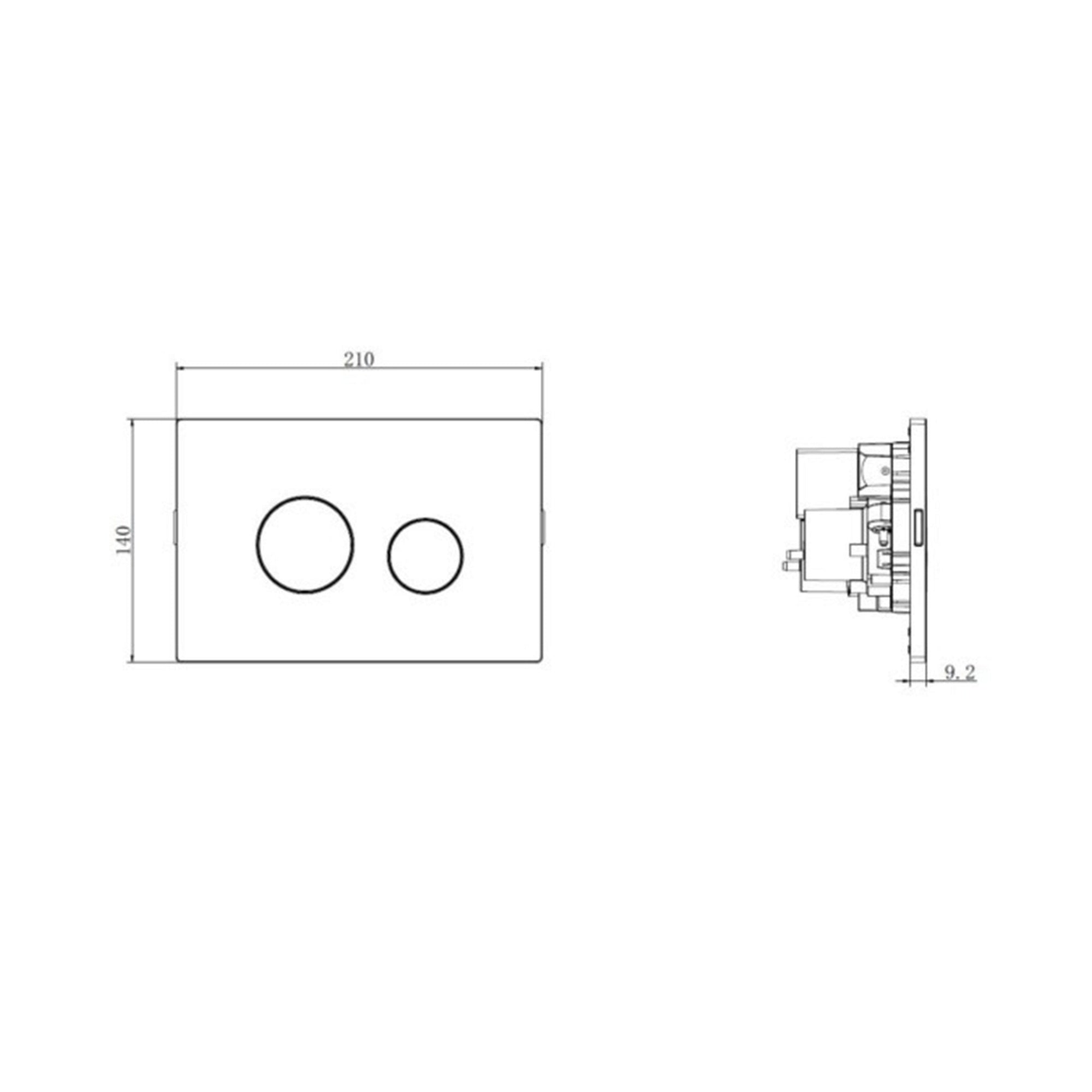 Dual Flush Concealed Toilet WC Cistern Pneumatic Air Matt Black Push Button Side Entry