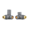 FNX Bathrooms Manual Radiator Valve Set, Round Corner, 15mm Compression & 1/2" BSP Thread, Light Grey