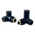 Matt Black Manual Round Corner Radiator Valve Set - 15mm & 1/2" Connections for Modern Radiators