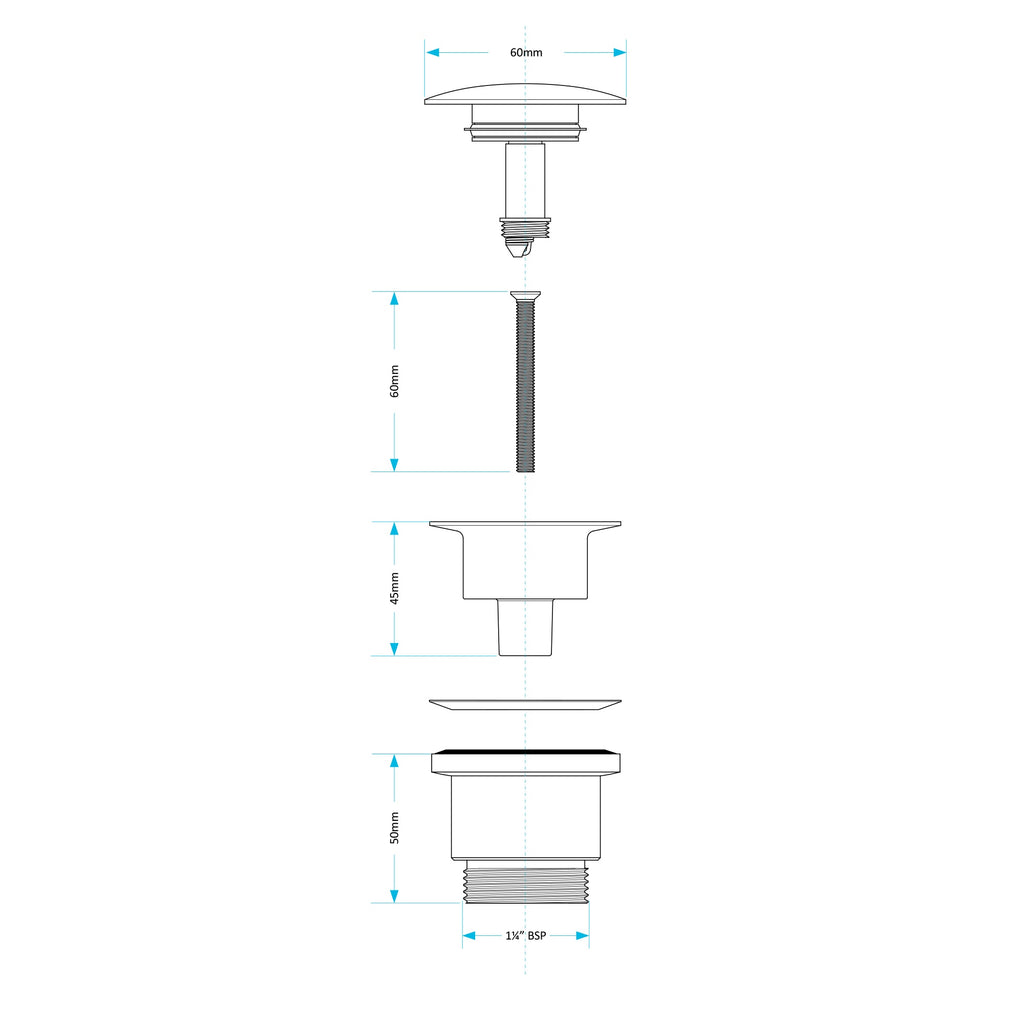 FNX Bathrooms Brushed Copper Universal Basin Waste - Solid Brass, Leak-Free & Fits Basins With/Without Overflow