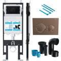 Viva Skylo Ultra Slim Wall Hung Toilet Cistern Frame Set with Brushed Copper Dual-Flush Plate & Connector Kit
