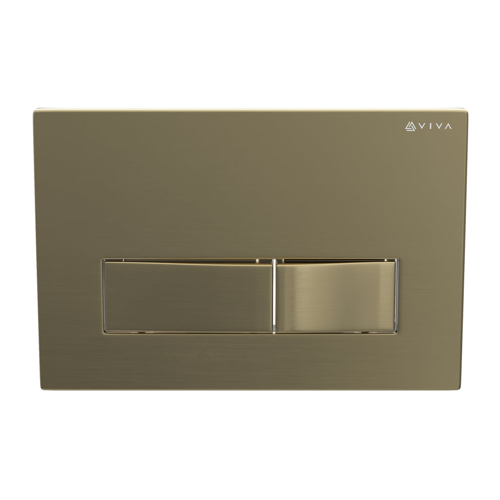 FNX Bathrooms SKYLO Ultra Slim Wall Hung Toilet Concealed Cistern Frame Set with Brushed Brass Dual-Flush Plate & Connector Kit