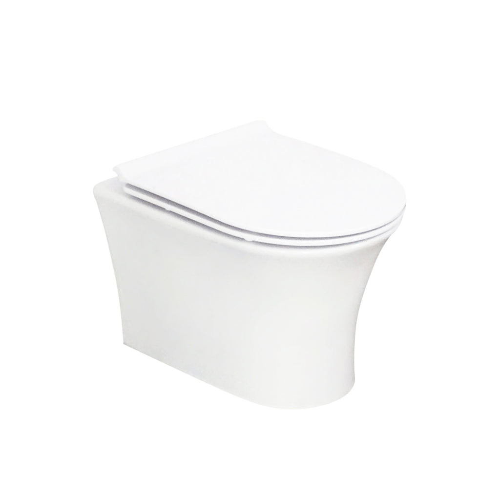 Gloss White Hidden Fixation Rimless Wall Hung Toilet Pan & GROHE 0.82m Concealed WC Cistern Frame Set