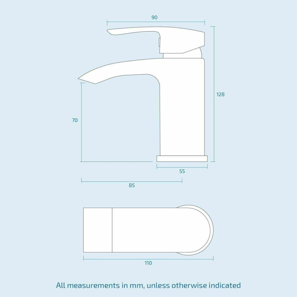 Sleek Matt Black Basin Mono Mixer Tap Incl Clicker Slotted Waste-14877