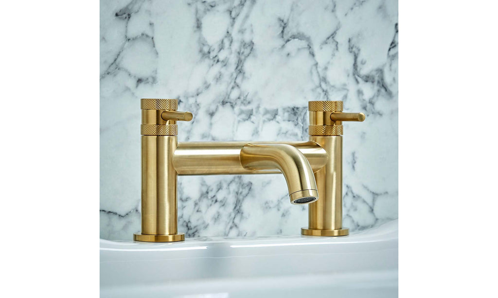 Diamond Cut Brushed Brass Bath Filler Taps