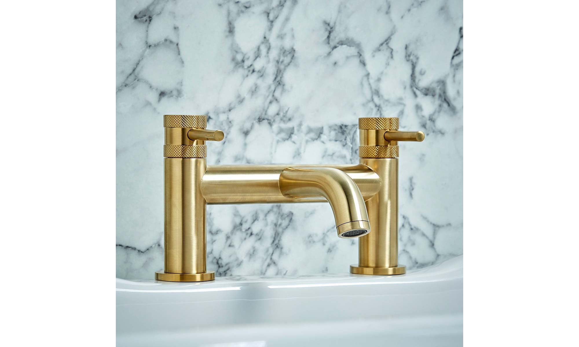 Diamond Cut Brushed Brass Bath Filler Taps
