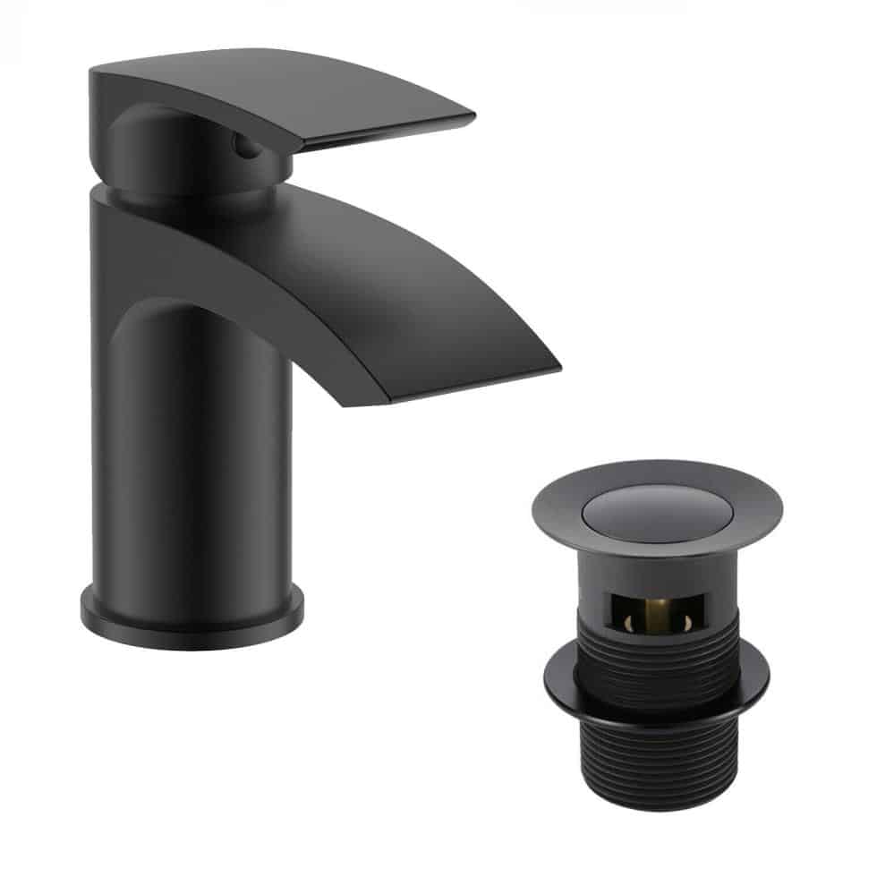 Compact Vanity Unit Including Ceramic Basin/Sink & Black Mixer Tap incl Waste-8836
