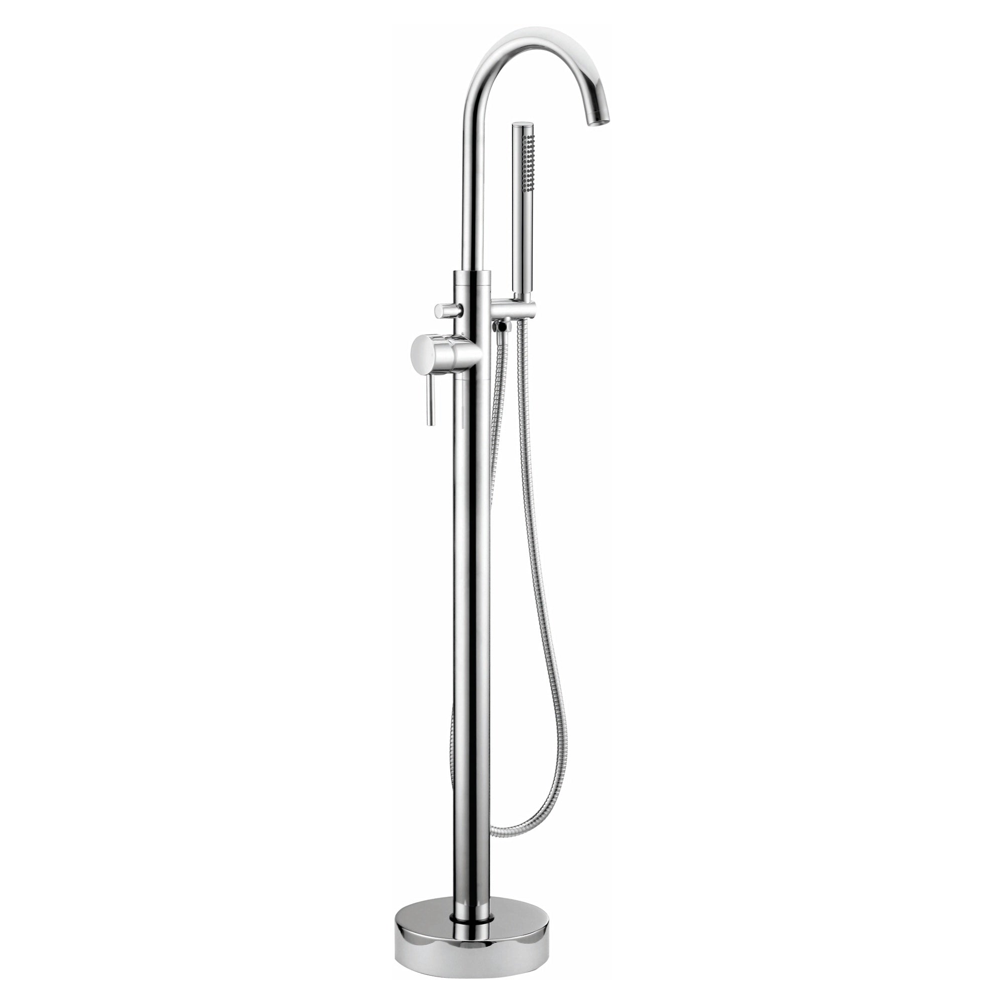 RAK Prima Tech Polished Chrome Freestanding Bath Shower Mixer Tap with Handset - Solid Brass