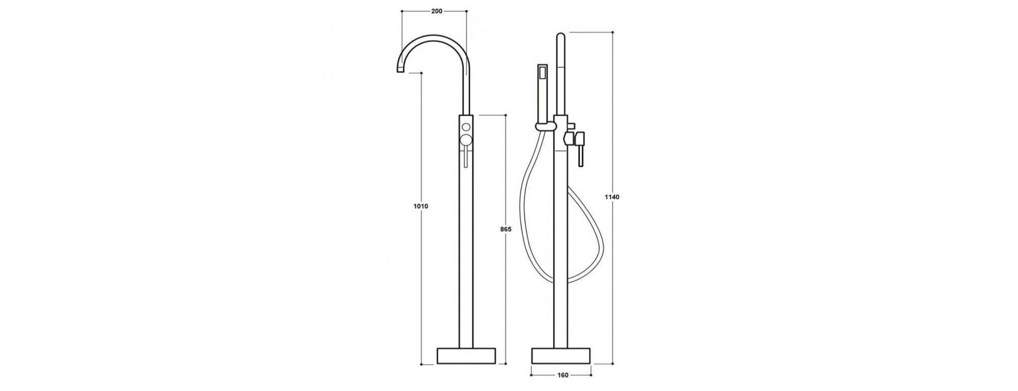 RAK Prima Tech Polished Chrome Freestanding Bath Shower Mixer Tap with Handset - Solid Brass