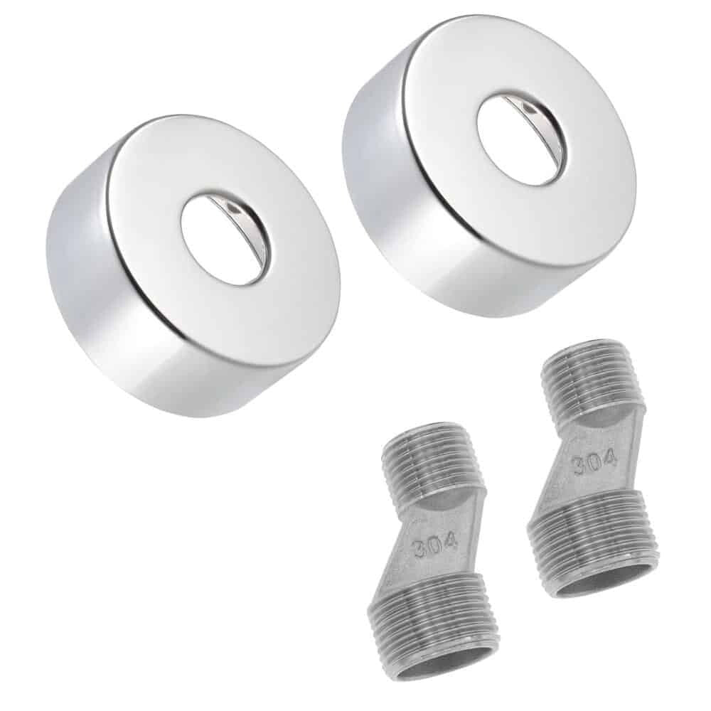 Bathroom Bar Shower Filler Kit CRANKED Elbows incl Cover Plates Chrome-14478