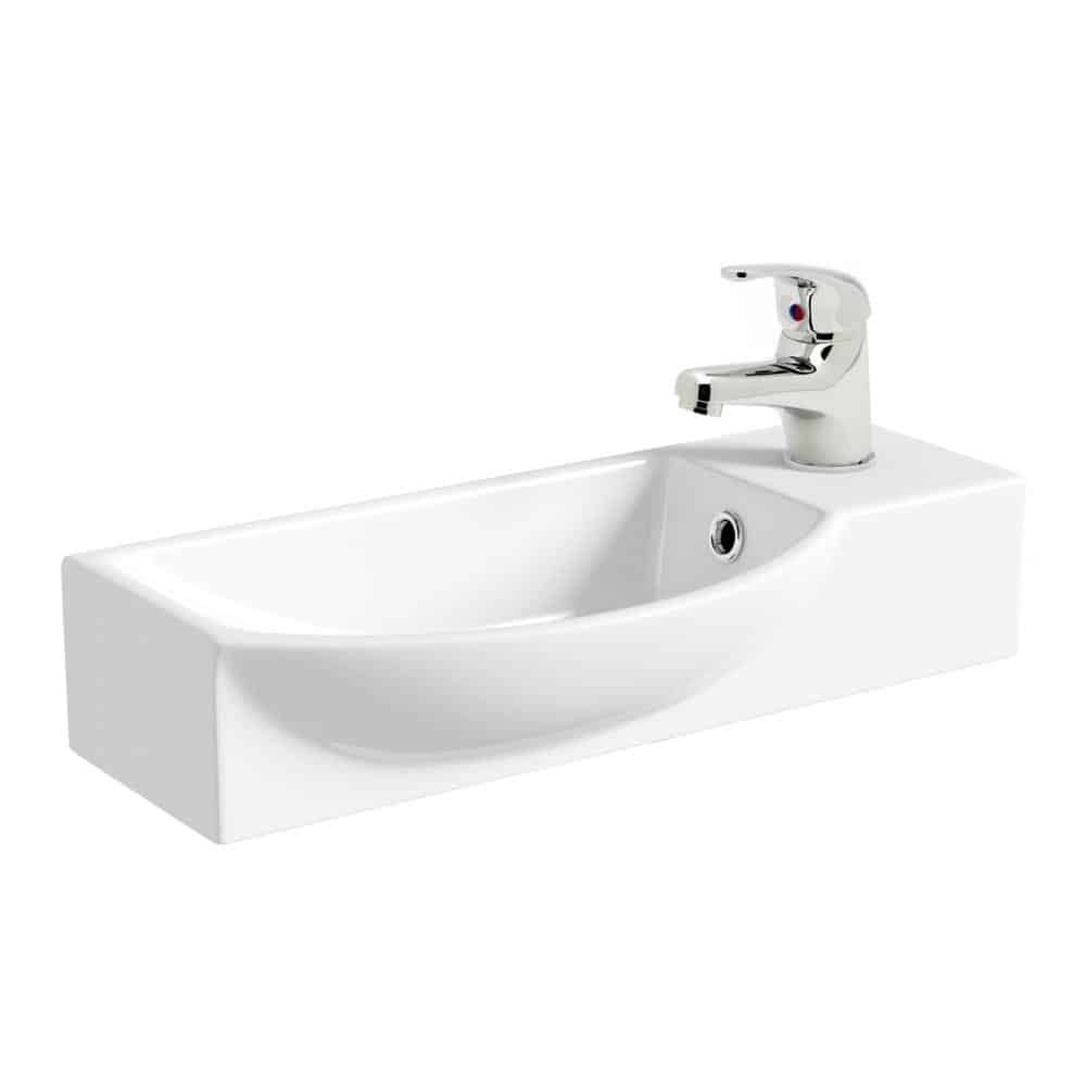 Bathroom Ceramic Basin/Sink Wall Hung 400mm Including Basin Mixer Tap & Waste-0