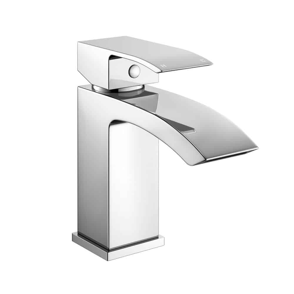 Square Waterfall Chrome Bath Filler Mixer & Basin Sink Mono Tap-7591